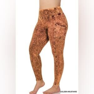 NEW! 2X Zenana Plus Size Mineral Wash Wide Waistband Full Length Leggings